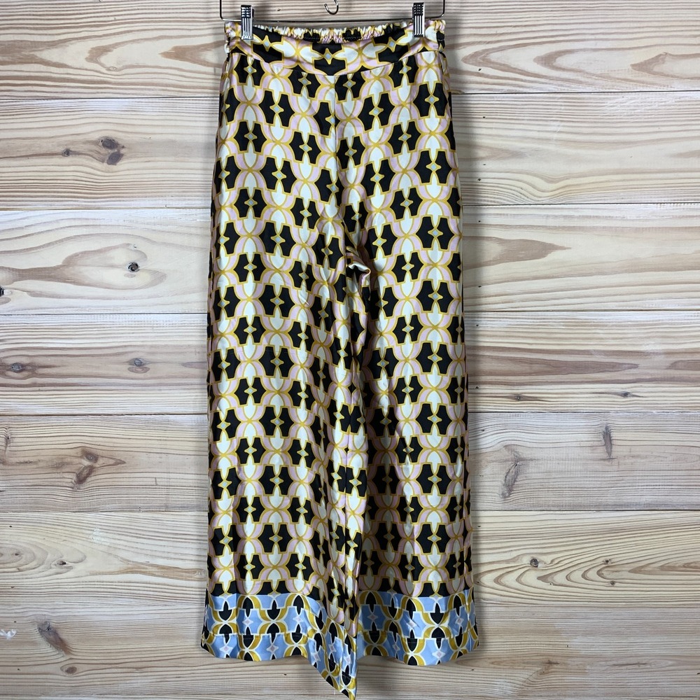 BAILEY / 44 Pants Womens Small‎ Wide Leg Satin Patterned Pull On Glam Career